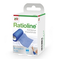 RATIOLINE acute Fixierbinde kohäsiv 8 cmx4 m blau