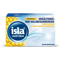 isla med akut Zitrus-Honig Halspastillen bei Halsschmerzen 